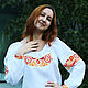 Linen blouse 'Kalinka' with embroidery, Blouses, Moscow,  Фото №1