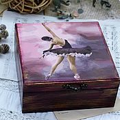Для дома и интерьера handmade. Livemaster - original item Ballet box in burgundy tones decoupage. Handmade.