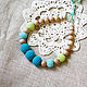 Crochet Nursing Teething  Necklace "Turquoise and lime", Slingbus, St. Petersburg,  Фото №1