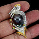 Brooch'Heron' with a black Baroque pearl, Brooches, Voronezh,  Фото №1