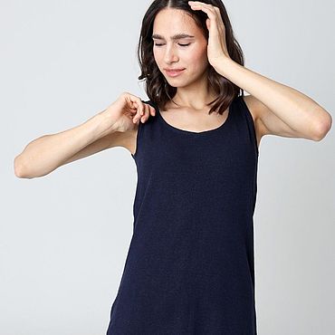 Женская синяя майка из конопли. Натуральная одежда Uzor Wear. Одежда женская ручной работы - Ярмарка Мастеров Одежда женская ручной работы. Ярмарка Мастеров - ручная работа Женская синяя майка из конопли. Handmade.