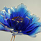 Шпилька большая синяя роза. Заколки. Анастасия (glossyfleur). Ярмарка Мастеров.  Фото №6