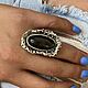 Кольцо с натуральным обсидианом "Оваль". Кольца. Shahinian Jewelry. Интернет-магазин Ярмарка Мастеров.  Фото №2