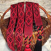 Русский стиль handmade. Livemaster - original item Belt Ratiborets black-red. Handmade.