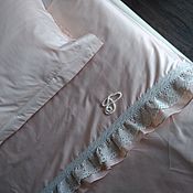 Для дома и интерьера handmade. Livemaster - original item Bed linen made of satin "Cream" in a shade of delicate peach. Handmade.