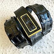 Аксессуары handmade. Livemaster - original item Belt made of a raised part of genuine crocodile leather, in black color!. Handmade.