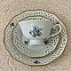 Чайное трио «Незабудки» из прорезного фарфора от  Schumann Arsberg. Чайные пары. Vintage_shop. Интернет-магазин Ярмарка Мастеров.  Фото №2