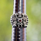 Кольцо Железный человек из серебра 925 с рубинами из кино IRON MAN