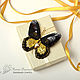 A beaded brooch Black butterfly hand embroidery black Golden, Brooches, Novosibirsk,  Фото №1