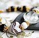Заказать Браслет№1 - белый и черный агат, бусины lampwork. Soaphand-made. Ярмарка Мастеров. . Браслет из бусин Фото №3