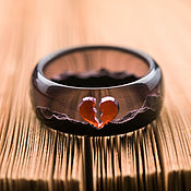 Украшения handmade. Livemaster - original item Ring made of wood and epoxy resin Only Love. Handmade.