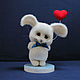 Bunny with heart, Felted Toy, St. Petersburg,  Фото №1