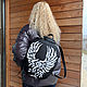 Leather backpack with applique 'the White Phoenix'. Backpacks. Lyurom Studio. My Livemaster. Фото №5