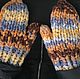 Mittens knitted, brown-blue, Mittens, Moscow,  Фото №1