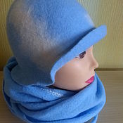 Аксессуары handmade. Livemaster - original item Accessories kits: Felt hat blue with scarf.. Handmade.