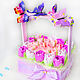 flowers of sweets in a wooden box 'a bouquet of flowers as a gift', Bouquets, Moscow,  Фото №1
