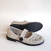 Обувь ручной работы handmade. Livemaster - original item Mary Jane shoes, size 36.5, grey linen. Handmade.