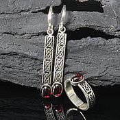 Украшения handmade. Livemaster - original item Earrings and a ring with corundum made of 925 sterling silver DD0018. Handmade.