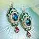 Order Soutache earrings Anna. Green Emerald Embroidered Earrings. LADY-LIZA jewelry shop. Livemaster. . Earrings Фото №3