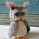 Order Blue-eyed owl toy from wool. handmade toys by Mari (handmademari). Livemaster. . Felted Toy Фото №3