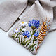 Bow - linen, embroidery Cornflowers, Daisies. Hairpins. annetka-ann (annetka-ann). Online shopping on My Livemaster.  Фото №2