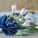 Fabric flowers 'cornflower and bells', Brooches, Lyubertsy,  Фото №1