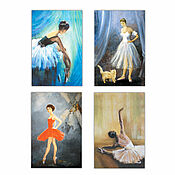 Картины и панно handmade. Livemaster - original item Ballerina Set of 4 posters Ballet 20h30 cm. Handmade.