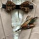 kit: A bow tie with pheasant feathers and a boutonniere on a pin, Butterflies, Sochi,  Фото №1