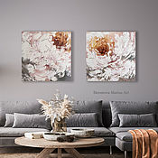 Картины и панно handmade. Livemaster - original item Paired Oil paintings Peonies Interior Paintings with peonies. Handmade.