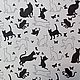Ткань лен хлопок коты черные белые и бабочки на белом фоне. Ткани. Оксана    Льняной мир. Ярмарка Мастеров.  Фото №6