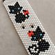 Заказать Плоский браслет из бисера с принтом Кошачье очарование. Beads&Beauty by Irina. Ярмарка Мастеров. . Браслет плетеный Фото №3