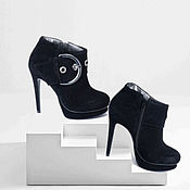 Винтаж handmade. Livemaster - original item Chic black suede ankle boots with decor. Handmade.