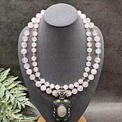 Украшения handmade. Livemaster - original item Author`s necklace natural rose quartz with a pendant. Handmade.