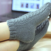 Аксессуары handmade. Livemaster - original item Socks knitted with braids Cozy socks gray. Handmade.