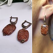 Украшения handmade. Livemaster - original item Tinsel copper earrings with natural jasper. Handmade.