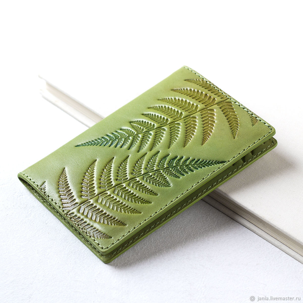 Light Green Leather Business Card Holder, Passport cover, Ivanovo,  Фото №1