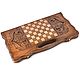 Backgammon carved 'Owl' big 60, Harutyunyan. Backgammon and checkers. H-Present more, than a gift!. My Livemaster. Фото №4