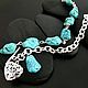 Серебряный браслет (Колье) с бирюзой BOHO style 2 в 1 купить, Браслет из бусин, Москва,  Фото №1