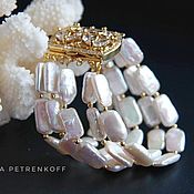 Украшения handmade. Livemaster - original item Baroque pearl bracelet, 24K gold 
