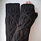Order Fingerless gloves long knitted vine, black W1. HOBBIMANIYA. Livemaster. . Mitts Фото №3