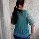 Order Blusa de lino calado tejido con agujas de tejer menta verde Top ecológico. FuxiList  knitting. Livemaster. . Tops Фото №3