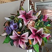 Сумки и аксессуары handmade. Livemaster - original item Bag felted round Bouquet for Tanya. Handmade.