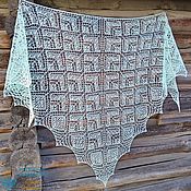 Аксессуары handmade. Livemaster - original item Shawl Sea breeze openwork knitted linen kerchief. Handmade.