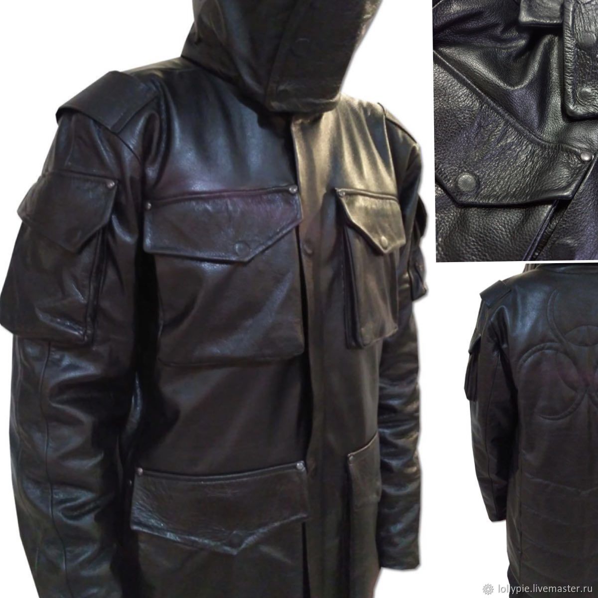 Men's outerwear: Winter leather parka with synthetic padding for men, Mens outerwear, Moscow,  Фото №1