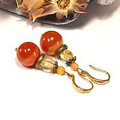 Украшения handmade. Livemaster - original item Carnelian earrings “Peach juice 