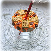 Посуда ручной работы. Ярмарка Мастеров - ручная работа Sweet jar "Leibnitz cookies in orange" from polymer clay. Handmade.