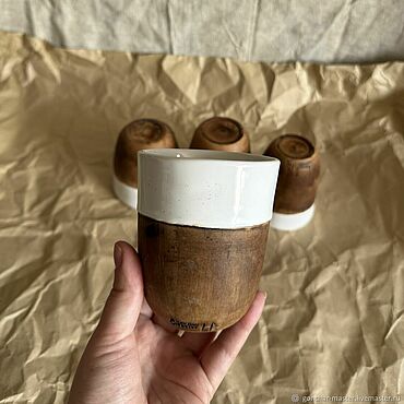 Посуда ручной работы. Ярмарка Мастеров - ручная работа Стаканы: Керамические стаканы для напитков в молочении. Набор стаканов. Handmade.