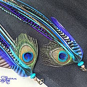 Украшения handmade. Livemaster - original item Purple-blue feather earrings with peacocks. Handmade.