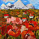 Color Field of Poppy flowers small oil painting impasto palette knife. Pictures. Art Gallery by Natlya Zhdanova. Online shopping on My Livemaster.  Фото №2