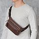 Men's leather waist bag 'Oscar' (Tobacco), Waist Bag, Yaroslavl,  Фото №1